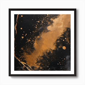 'Darkness' Black And Gold Wall Art Art Print