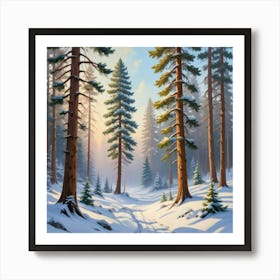 Snowy Pines paintings art print 1 Art Print