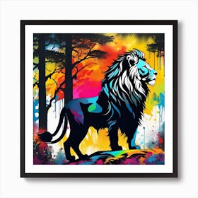 Lion In The Forest 25 Art Print