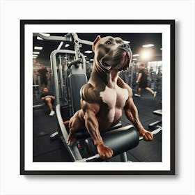 Pit Bull Dog In The Gym Art Print