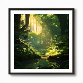 Amazon Forest Scene With Global Illumination Art Print