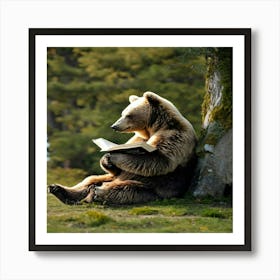 Brown Bear Reading A Book Poster