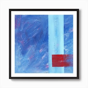 Geometrical Delicacy - abstract art square blue minimal red shapes geometry blocks Art Print