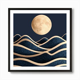 Moon And Waves 14 Poster