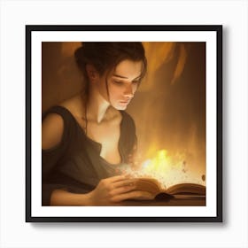 Girl Reading A Book Art Print