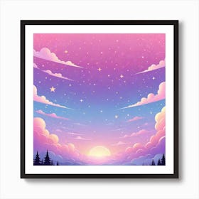 Sky With Twinkling Stars In Pastel Colors Square Composition 221 Art Print