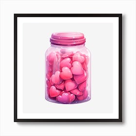 Pink Hearts In A Jar 11 Art Print