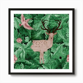 Deer And Hummingbird Art Print