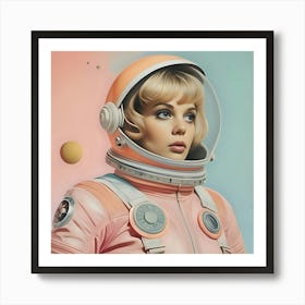 Retro Pastel Female Astronaut 5 Art Print