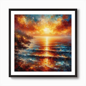 Sunset Over The Ocean Art Print