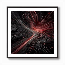 amoled line , Black and Red , black background 3 Art Print