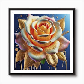 Gold plated white rose 5 Art Print