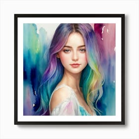 Rainbow Haired Girl Art Print