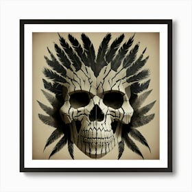 Skull With Feathers 2 Art Print