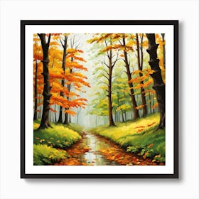 Forest In Autumn In Minimalist Style Square Composition 139 Art Print