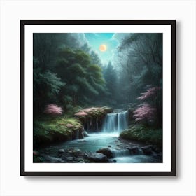 Waterfall In The Forest 1 Art Print