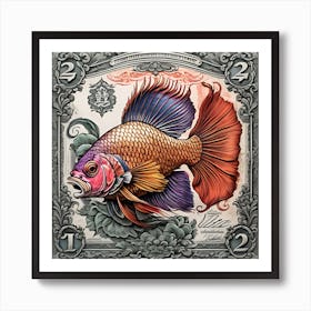 Fighting Fish Stamp Poster Art Art Print