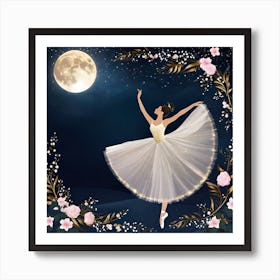 Ballerina In The Moonlight 1 Art Print