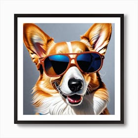 Corgi In Sunglasses 17 Art Print