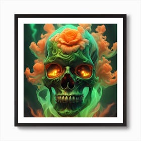 Skull With Roses Art Print