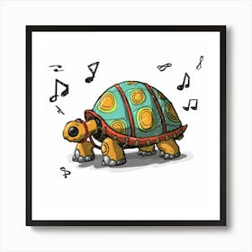 Turtle With Music Notes 1 Art Print