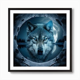 Wolf In The Moonlight 3 Art Print