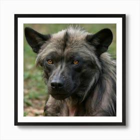 Hybrid wolf gorilla with large ears of an African Wild Dog a hairless appearance like Mexican hairless dog 1 Art Print