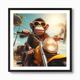 Monkey On A Motorcycle Art Print