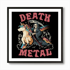Death Metal - Cute Evil Skull Unicorn Gift 1 Art Print