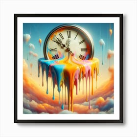 Melting Clock In The Sky Art Print