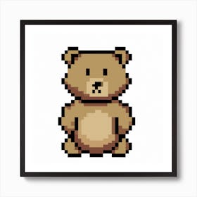 Pixel Brown Bear Art Print