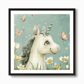 Unicorn In The Meadow Art Print