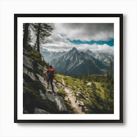 Hiker In The Mountains Art Print