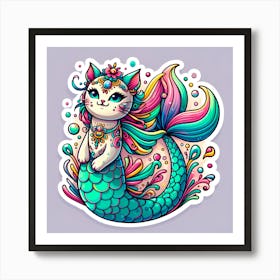 Mermaid Cat 8 Art Print