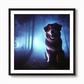 Dog In The Woods Art Print