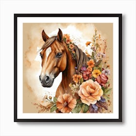 Horse With Flowers 4 Art Print