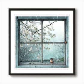 Window In The Rain Art Print