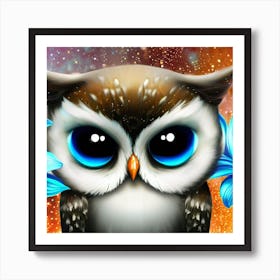 Owl With Blue Eyes 31 Art Print