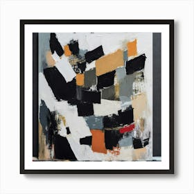 Original Abstract Painting On Canvas Dramatic Wall Art Black Mid Century Modern 14 Art Print