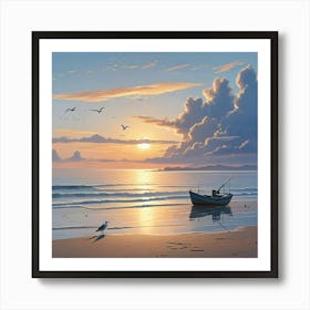 Ocean Sunset Beach Art Print (8) Art Print