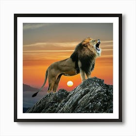 Lion At Sunset Art Print