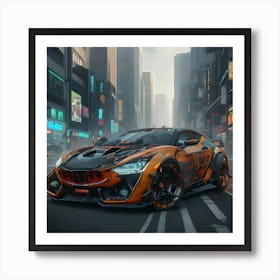 Pumpkin Car (Cyberpunk37) Art Print