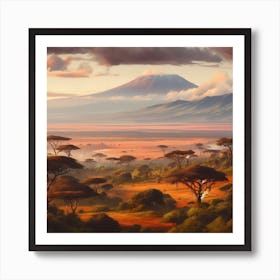 Serengeti National Park With Mountain Kilimanjaro Art Print
