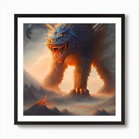 Wolf Dragon Beast Art Print