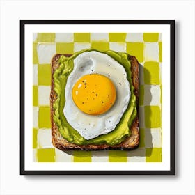 Avocado Egg On Toast Yellow Checkerboard 2 Affiche