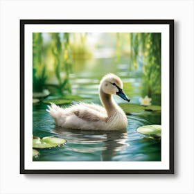 Swan In Water 2 Art Print