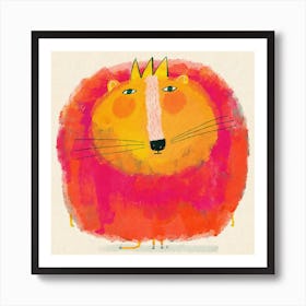 Big Lion With Colourful Mane Square Art Print