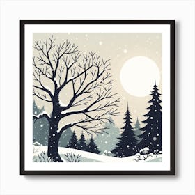 Winter Landscape With Trees Art Print