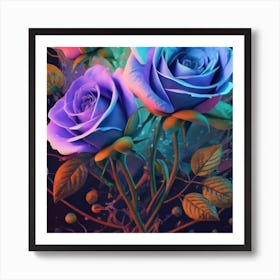 Abstract Painting Magical Organic Roses 1 Art Print