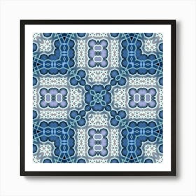 Blue Symmetrical Pattern Art Print